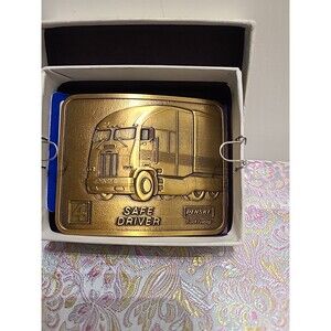 NEW SEALED Safe Driver Hertz Penske Semi Truck Safety Award Brass Belt Buckle